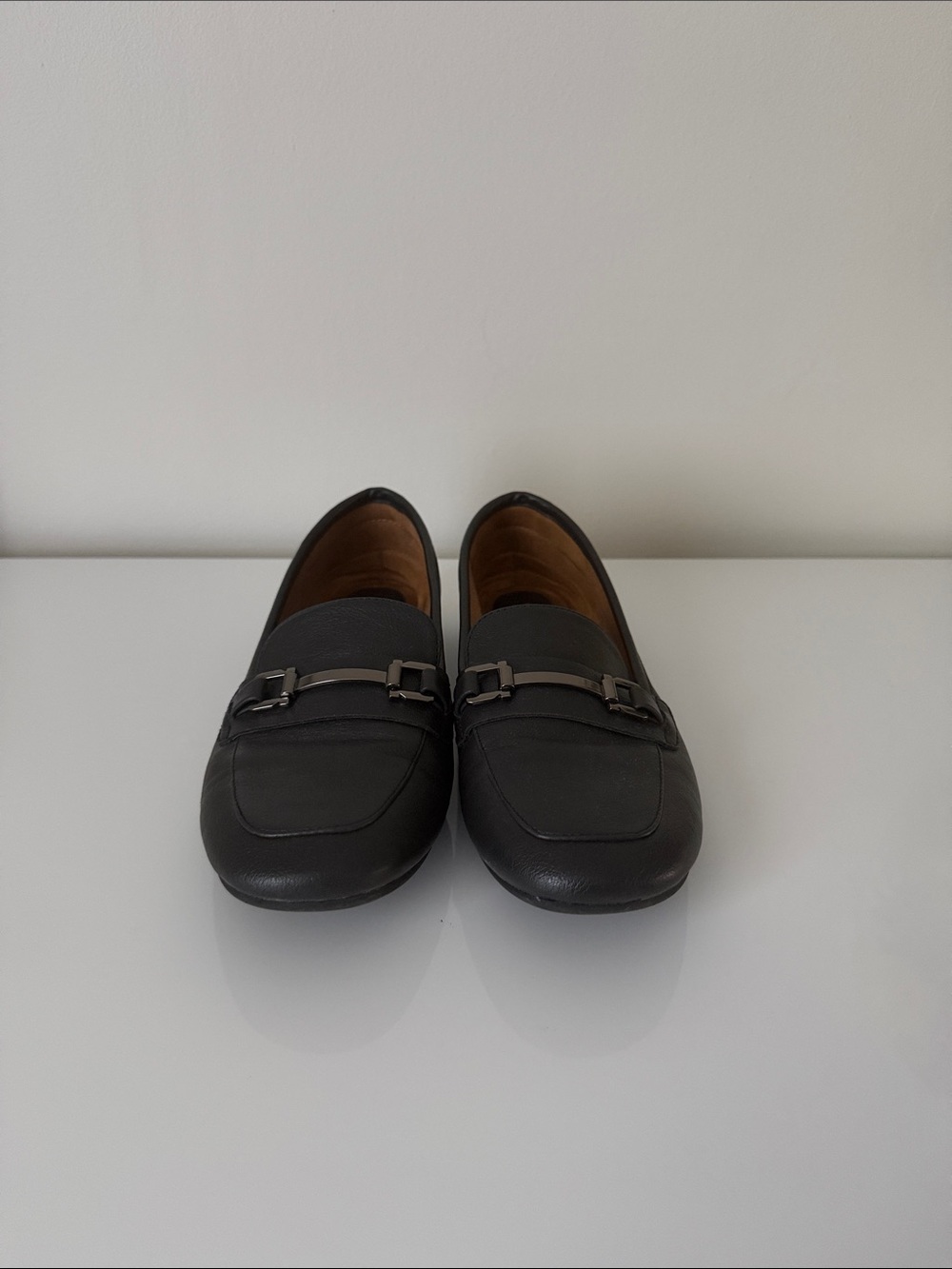 Black Leather Women's Loafers